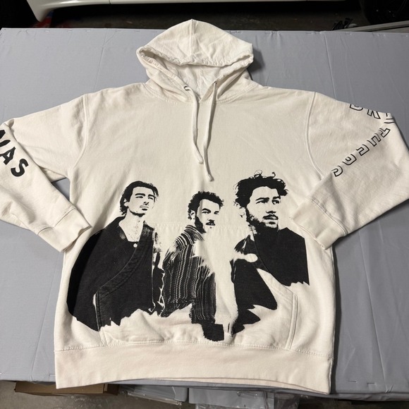 Jonas Brothers Other - Jonas Brothers Five Albums One Night The Tour 2023 Hoodie Cream Large Band Merch